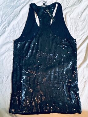 Elizabeth and James Black Sequin Racerback Tank